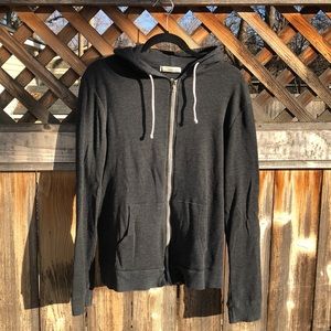 Gray thermal zip up hoodie